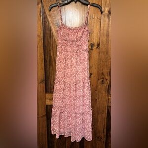 Trixxi Junior's Smocked Waist Midi Dress Pink Size XXS